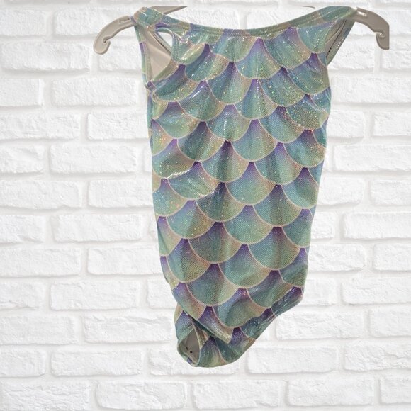 Mermaid Dance Costume (Child Medium) – Sea Blue Iridescent Leotard with Tuti - Picture 1 of 8